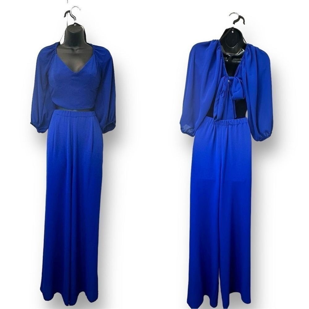 Premier Amour Women's 2-Piece Royal Blue Jumpsuit 8 Party Guest Cocktail - Picture 2 of 5